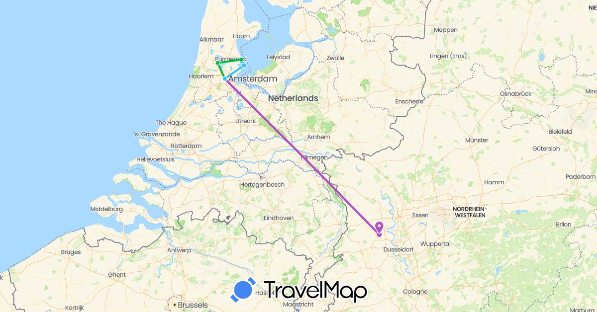 TravelMap itinerary: driving, bus, train, boat in Germany, Netherlands (Europe)